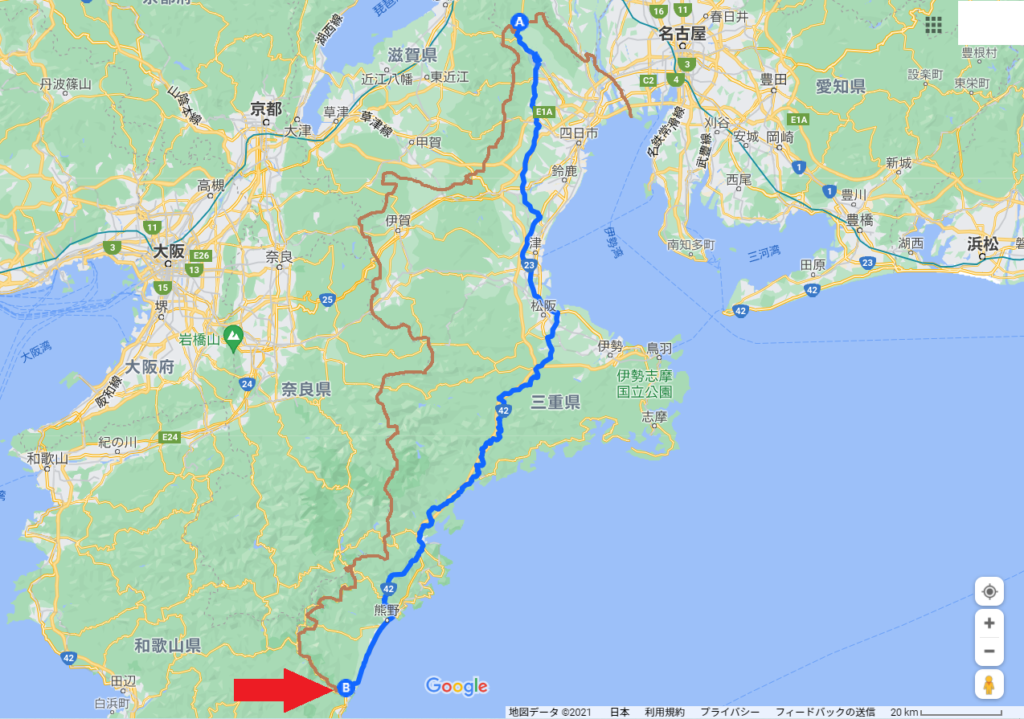 三重県縦断ゴール地図